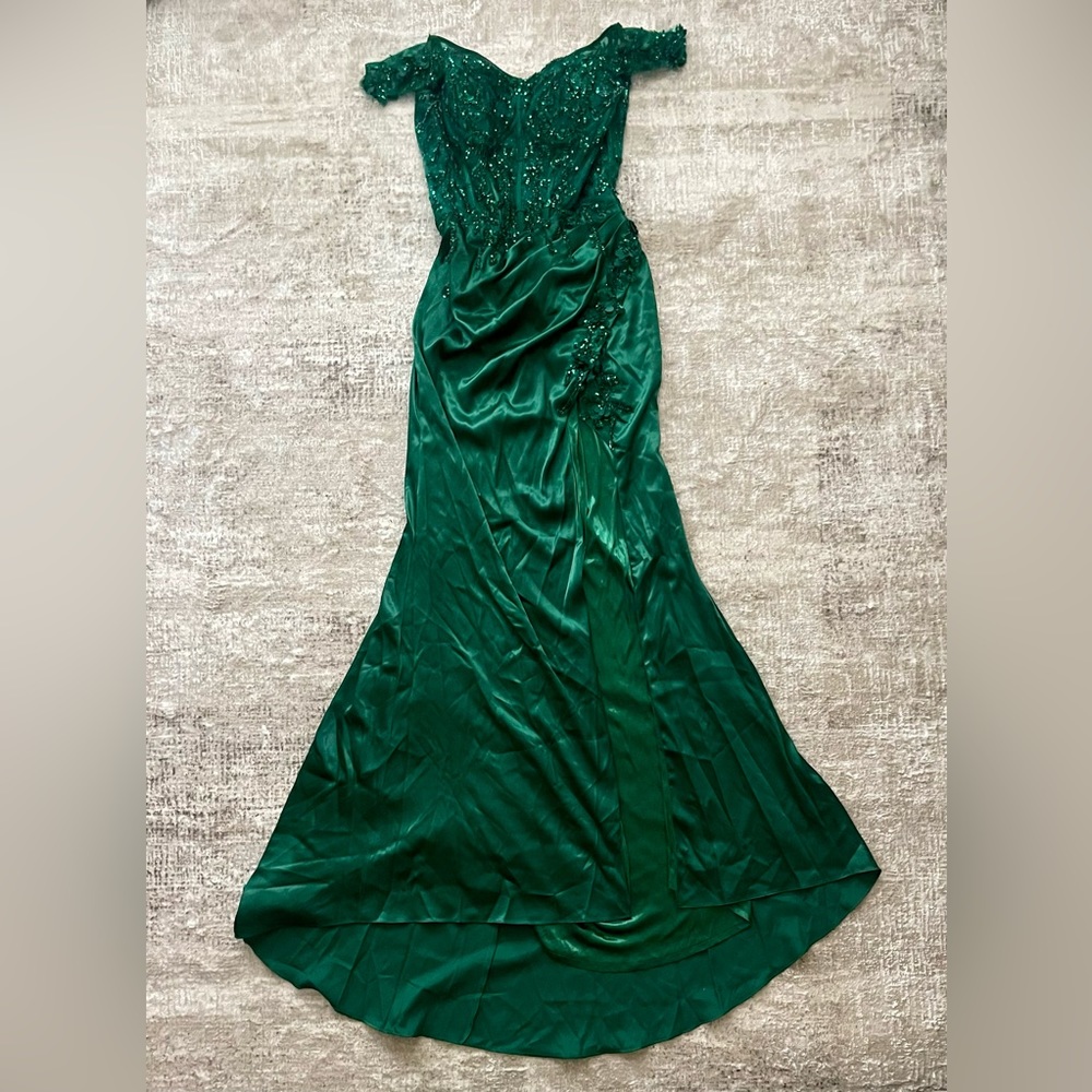Mia Bella The Label Off Shoulder Emerald Green Gown Dress CinderellaDivine Large